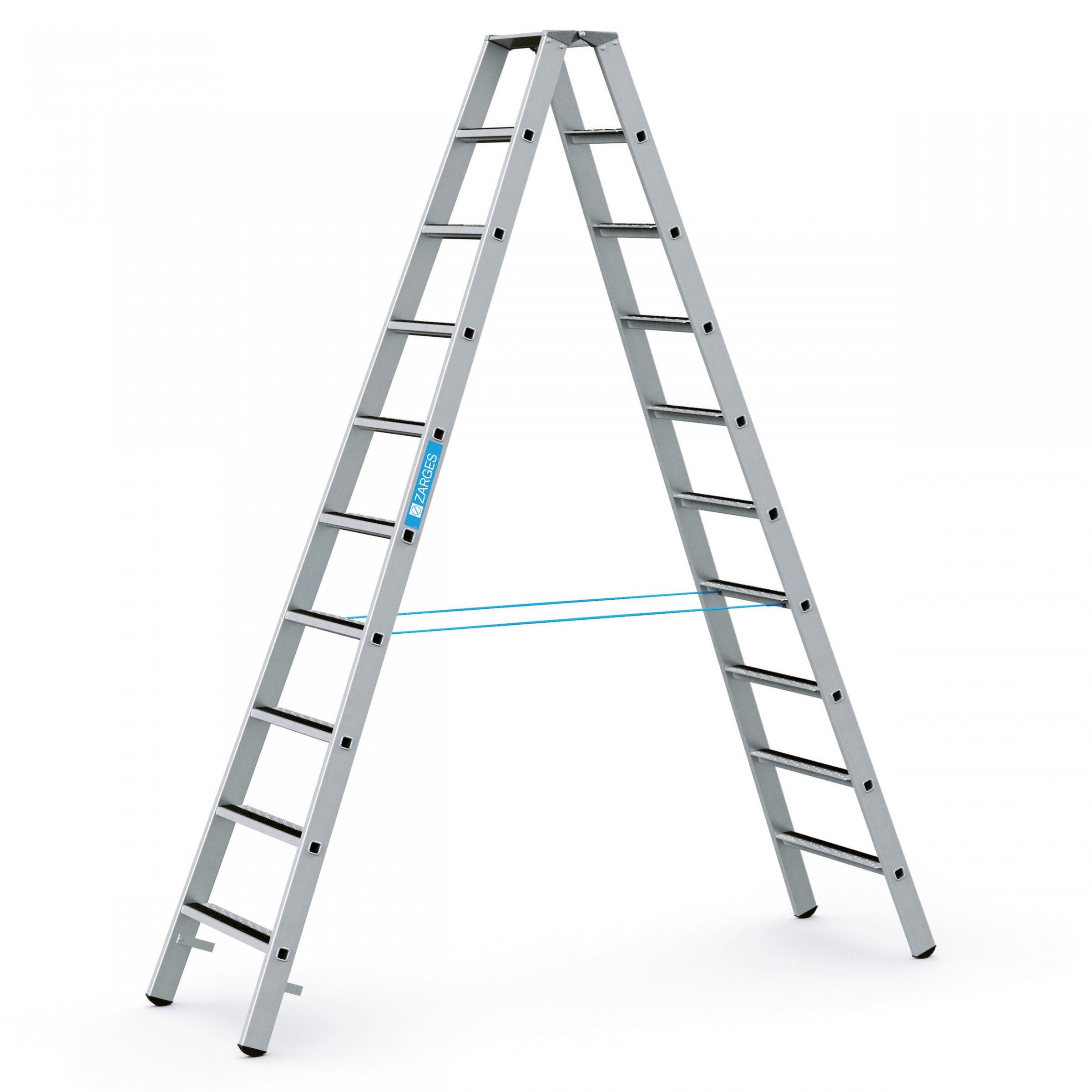Zarges gebördelte Stufen-Stehleiter R13step-B eloxiert 2x10 Stufen
