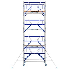 ASC Rollgerüst AGS Pro 190x75cm mit Holz-Plattformen und doppelseitigem Geländer 8,3m Arbeitshöhe
