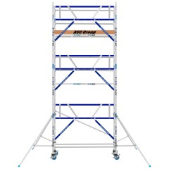 ASC Rollgerüst AGS Pro 190x135cm mit Holz-Plattformen und einseitigem Geländer 7,3m Arbeitshöhe
