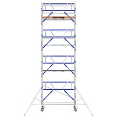 ASC Rollgerüst AGS Pro 190x75cm mit Holz-Plattformen und einseitigem Geländer 9,3m Arbeitshöhe