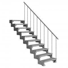 Dolle Außentreppe Gardentop 180-220cm Geschosshöhe mit Gitterrost 100cm breit mit Geländer