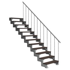 Dolle Außentreppe Gardentop 234-286cm Geschosshöhe mit Trimax dunkelbraun 13 Stufen 80cm breit mit Geländer