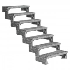 Dolle Außentreppe Gardentop 126-154cm Geschosshöhe mit Gitterrost 80cm breit ohne Geländer