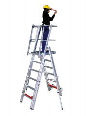 MUNK Plattformleiter FlexxStep 6 Sprossen mit Teleskopaufsatz plus 3 Sprossen