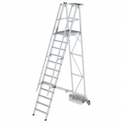 MUNK Podestleiter fahrbar mit schmaler Traverse 12 Stufen