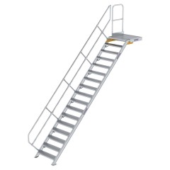 MUNK Treppe mit Plattform 45° inkl. einen Handlauf, 800mm Stufenbreite, 17 Stufen