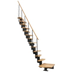 Minka Mittelholmtreppe Quatro ¼-gewendelt in Buche klar lackiert, UK schwarz mit 299cm Geschosshöhe