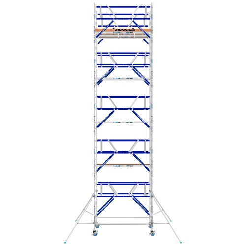 ASC Rollgerüst AGS Pro 250x135cm mit Holz-Plattformen und doppelseitigem Geländer 11,3m Arbeitshöhe