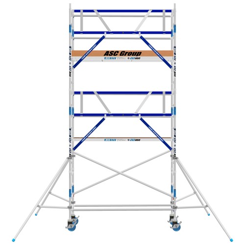 ASC Rollgerüst AGS Pro 250x75cm mit Holz-Plattformen und einseitigem Geländer 6,3m Arbeitshöhe