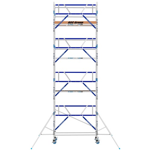 ASC Rollgerüst AGS Pro 190x135cm mit Carbon-Plattformen und einseitigem Geländer 9,3m Arbeitshöhe