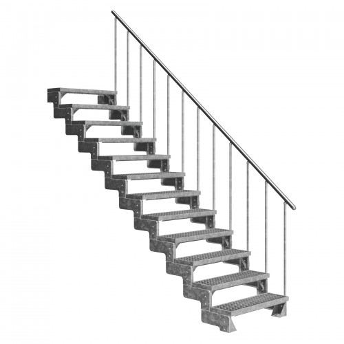 Dolle Außentreppe Gardentop 234-286cm Geschosshöhe mit Gitterrost 80cm breit mit Geländer