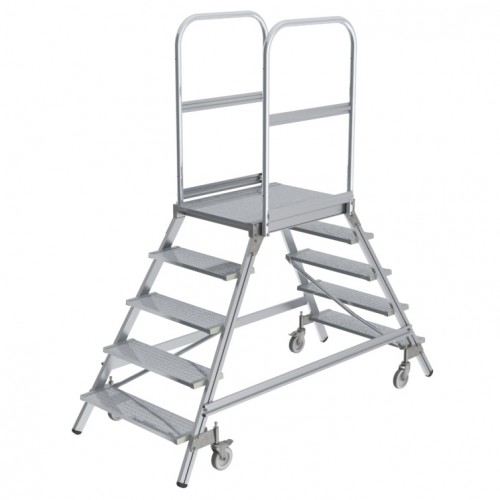 MUNK Podestleiter fahrbar Aluminium geriffelt 2x5 Stufen