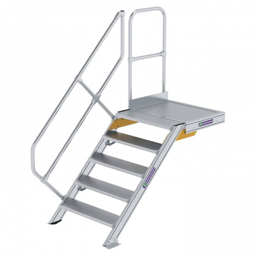 MUNK Treppe mit Plattform 45° inkl. einen Handlauf, 800mm Stufenbreite, 5 Stufen