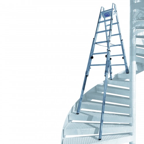 Iller Treppenhausleiter Multilift  Aluminium blank 2x7 Sprossen