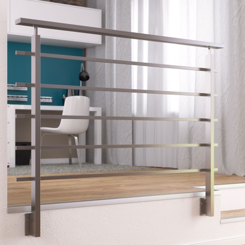 Dolle Brüstungsgeländer zur Wandmontage 1,5m Aluminium dark grey Pfosten, Stäbe und Handlauf rechteckig