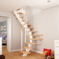 Dolle Mittelholmtreppe Frankfurt 1/2 gewendelt Eiche weiß, geölt 65 cm breit für GH 222 – 258 cm UK Metall Weiß mit Geländer-small