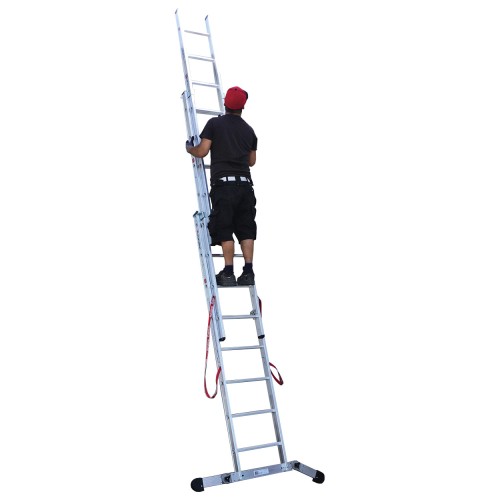 Euroline Premium 30766 Mehrzweckleiter, 3-teilig 3x8 Sprossen mit Vario-Traverse