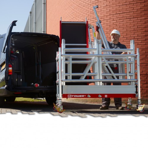 Altrex MiTower PLUS Fahrgerüst 1-Person-Aufbau Aluminium mit breiter Holz-Plattform 0,75x1,72m 7,20m AH