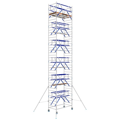 ASC Rollgerüst AGS Pro 305x135cm mit Holz-Plattformen und doppelseitigem Geländer 13,3m Arbeitshöhe