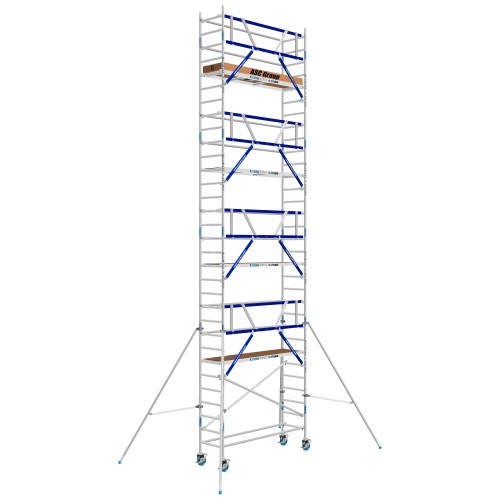 ASC Rollgerüst AGS Pro 190x135cm mit Carbon-Plattformen und einseitigem Geländer 10,3m Arbeitshöhe