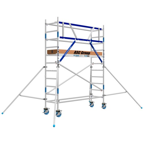 ASC Rollgerüst AGS Pro 190x135cm mit Carbon-Plattformen und einseitigem Geländer 4,3m Arbeitshöhe