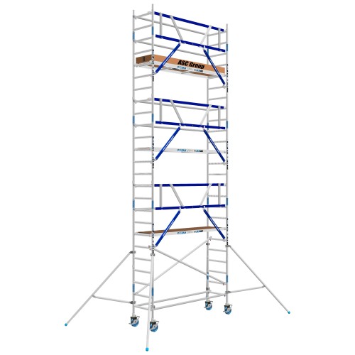 ASC Rollgerüst AGS Pro 190x135cm mit Carbon-Plattformen und einseitigem Geländer 8,3m Arbeitshöhe