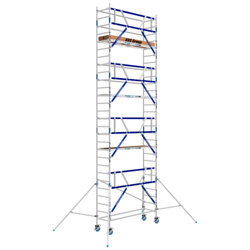 ASC Rollgerüst AGS Pro 190x135cm mit Carbon-Plattformen und einseitigem Geländer 9,3m Arbeitshöhe