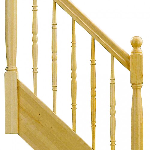 Dolle Geschosstreppe Estoril 1/4-gewendelt 252-280cm GH Buche weiß Geländer Holz gedrechselt