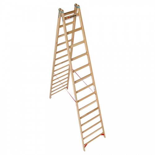 Euroline Holz Sprossenstehleiter 2x14 Sprossen