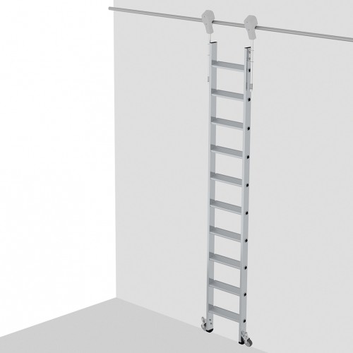 MUNK Aluminium-Regalleiter fahrbar 16 Stufen