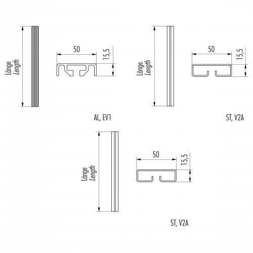 Hailo Rückenschutz-Senkrechtstäbe 2800mm lang Edelstahl V2A