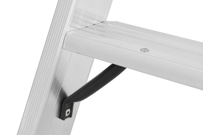 Hymer Stufenstehleiter mit Plattform und Aluminium Ablageschale 6 Stufen