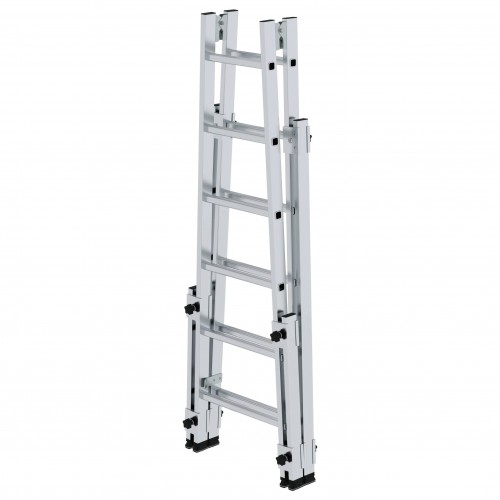 MUNK Aluminium Stehleiter, treppengängig, mit 4 Holmverlängerungen 2x6 Sprossen