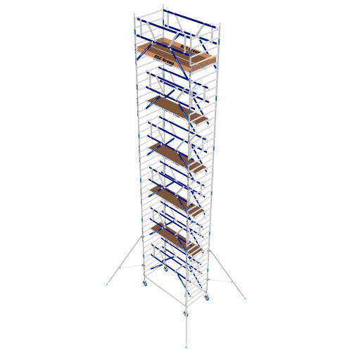 ASC Rollgerüst AGS Pro 305x135cm mit Holz-Plattformen und doppelseitigem Geländer 13,3m Arbeitshöhe
