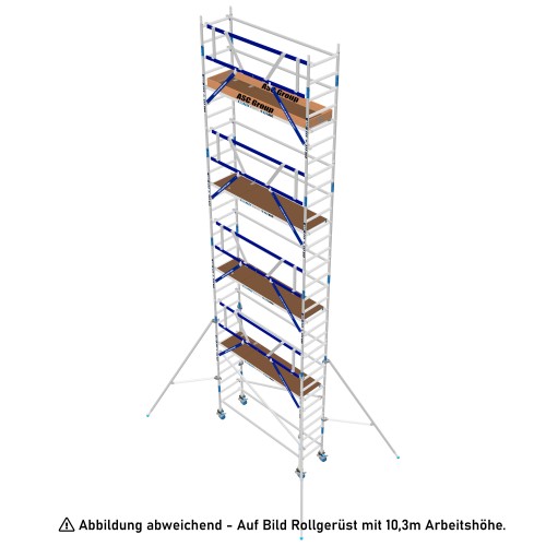 ASC Rollgerüst AGS Pro 305x135cm mit Carbon-Plattformen und einseitigem Geländer 11,3m Arbeitshöhe