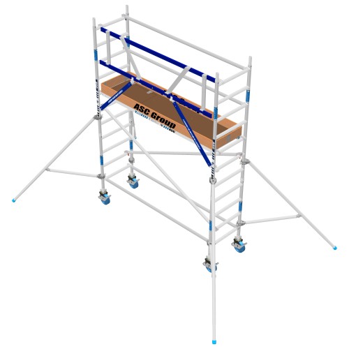 ASC Rollgerüst AGS Pro 190x135cm mit Carbon-Plattformen und einseitigem Geländer 4,3m Arbeitshöhe