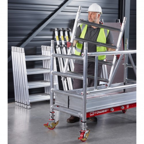 Altrex MiTower PLUS Fahrgerüst 1-Person-Aufbau Aluminium mit breiter Holz-Plattform 0,75x1,72m 7,20m AH