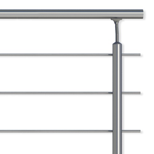 Dolle Brüstungsgeländer zur Bodenmontage Aluminium natur mitlaufende Edelstahlstäbe, Pfosten, Handlauf rund