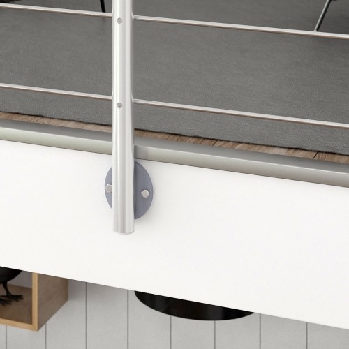 Dolle Brüstungsgeländer zur Wandmontage 1,5m Aluminium mitlaufende Edelstahlstäbe, Pfosten rund Handlauf Eiche versiegelt, rund