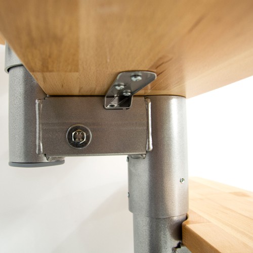 Minka Mittelholmtreppe Comfort in Buche lackiert Unterkonstruktion silber bis 312cm Geschösshöhe