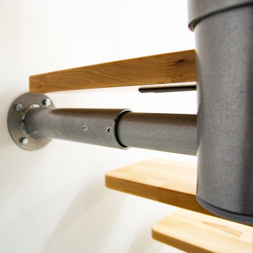 Minka Mittelholmtreppe Comfort in Buche lackiert Unterkonstruktion silber bis 312cm Geschösshöhe