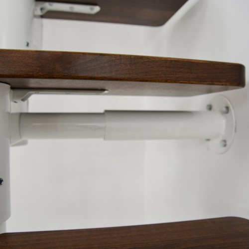 Minka Mittelholmtreppe Comfort in Buche auf Walnuss Unterkonstruktion weiß bis 312-336cm Geschösshöhe