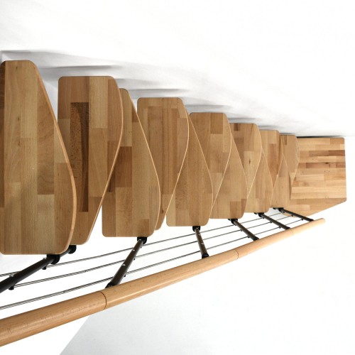 Minka Mittelholmtreppe Quatro ¼-gewendelt in Buche klar lackiert, UK schwarz mit 322cm Geschosshöhe