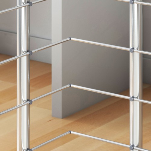 Dolle Brüstungsgeländer zur Bodenmontage Aluminium natur mitlaufende Edelstahlstäbe, Pfosten, Handlauf rund