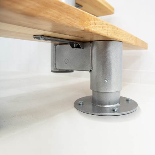 Minka Mittelholmtreppe Comfort in Buche lackiert Unterkonstruktion silber bis 312cm Geschösshöhe