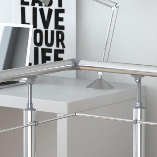 Dolle Brüstungsgeländer zur Bodenmontage Aluminium natur mitlaufende Edelstahlstäbe, Pfosten, Handlauf rund